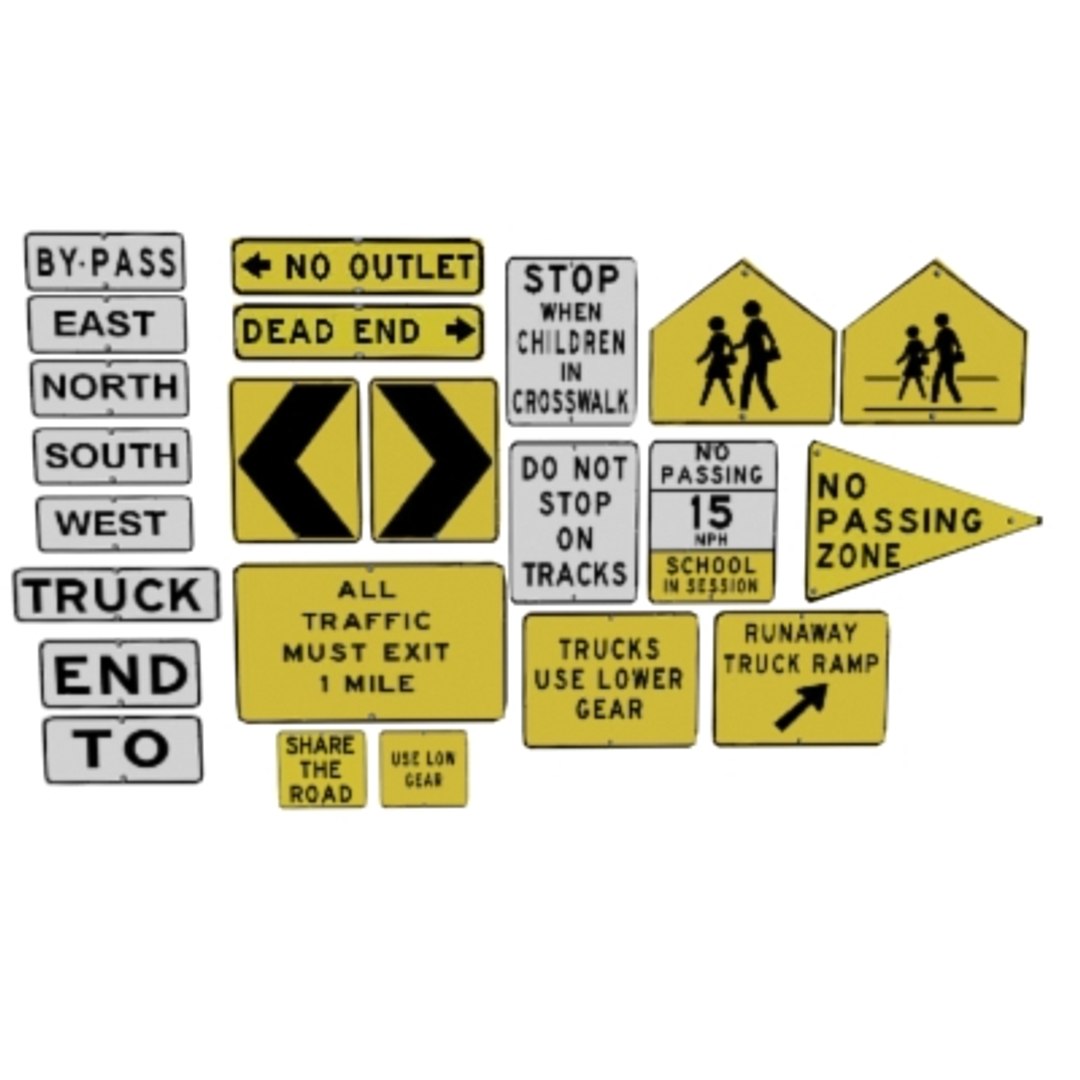 road street signs 3d max