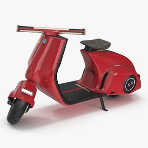 Designer Red Electric Scooter Vespa 98 Lights On Rigged