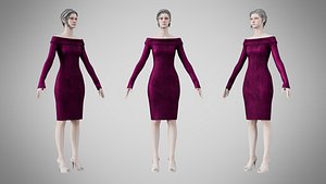 3D Dress 11 Plum Velvet model