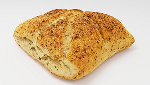 3D model Bread with seeds and spices. Baked food