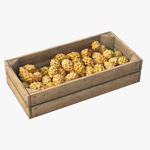 Dragon Fruit Yellow Wooden Crate 3D model