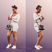 12042 Rae - Black Woman Standing Using Cream