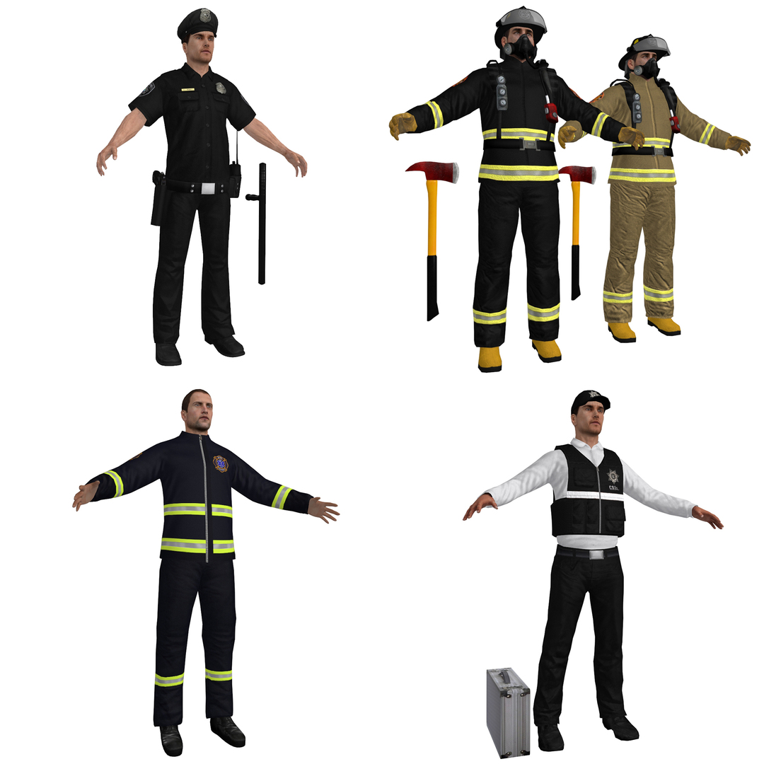 Emergency people pack police 3D - TurboSquid 1250379