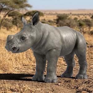African Rhino Calf Fur For Blender