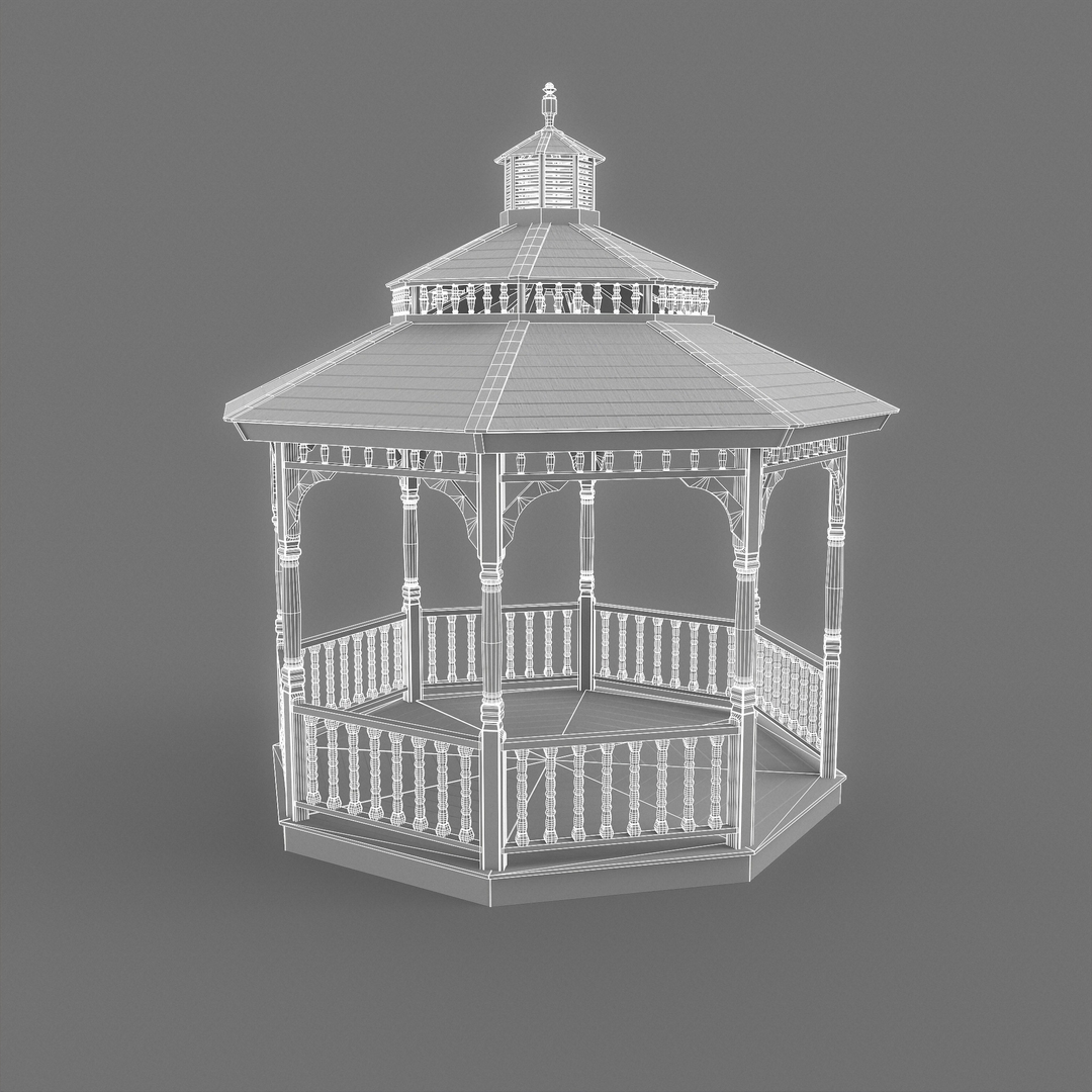 3D Garden Gazebo Game Ready 2 Model TurboSquid 2001486
