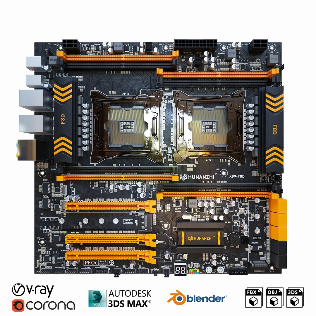 3D Model X99-F8D Huananzhi Motherboard - TurboSquid 2184737