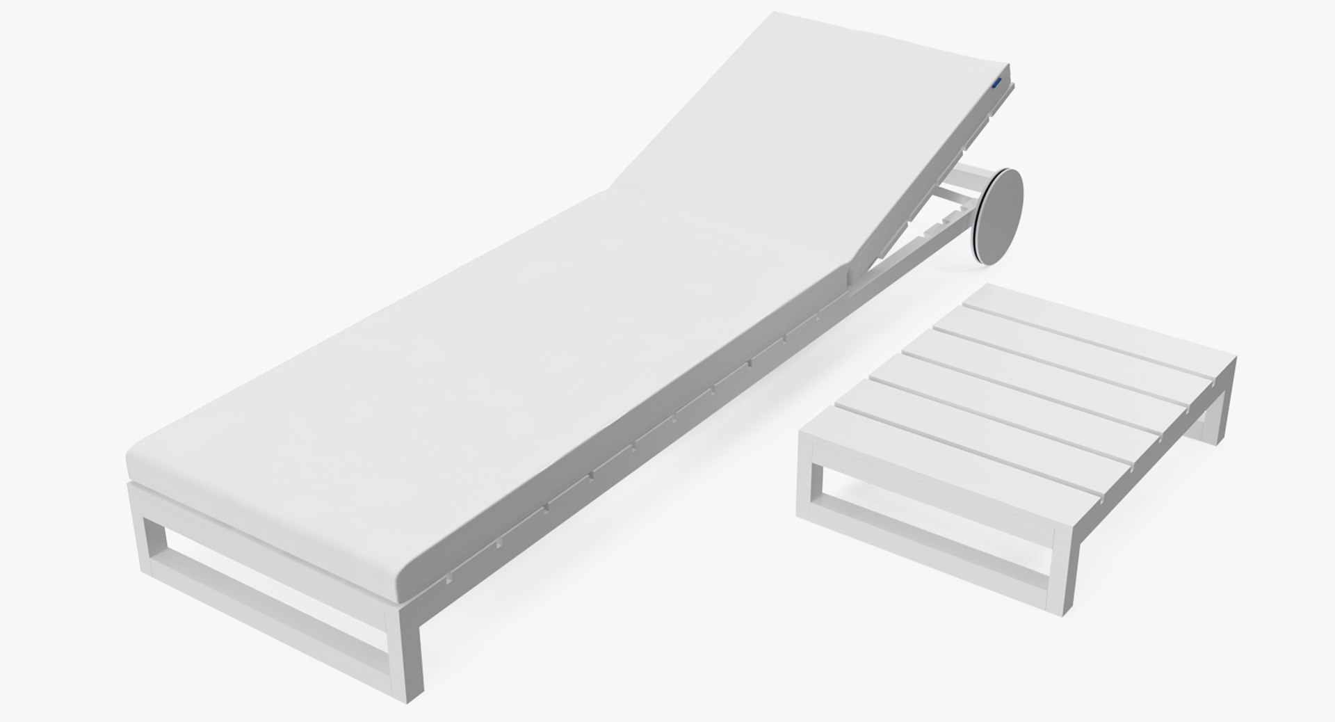 Outdoor Chaise Lounge with Table 3D model preview