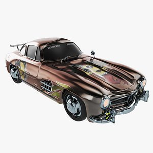 3D Retro Sport Car Mercedes SL Brown