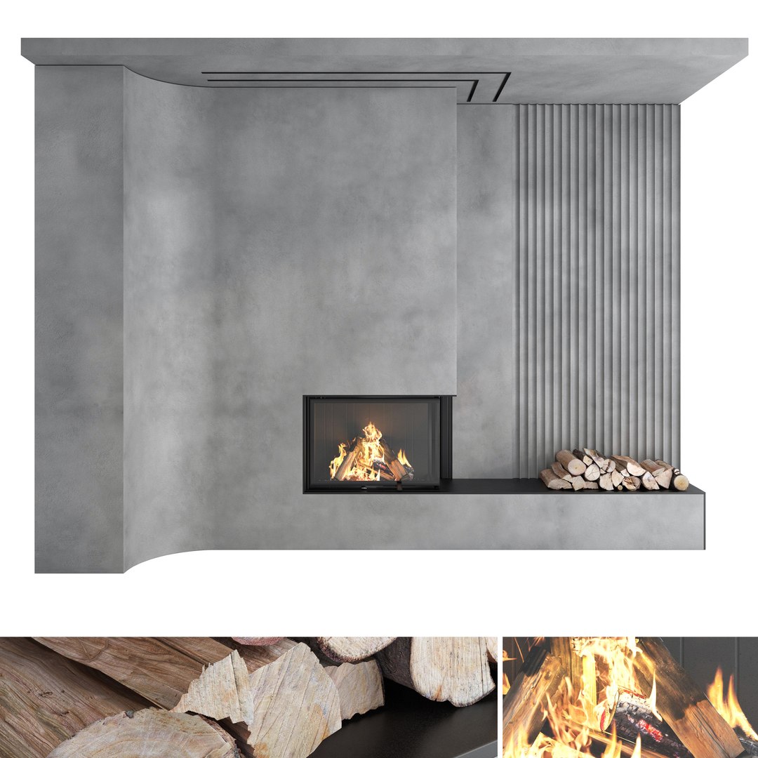 3D Decorative wall with fireplace set 19 - TurboSquid 2004269