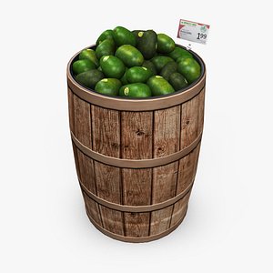 3d model grocery barrel - avocados