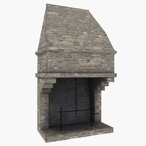 3D medieval castle fireplace