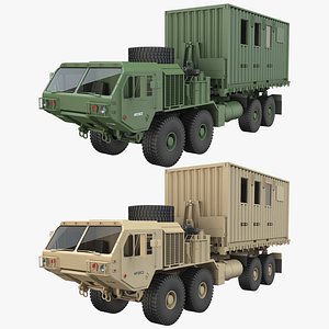 3D HEMTT Heavy Expanded Mobility Tactical Truck With Shelter Container