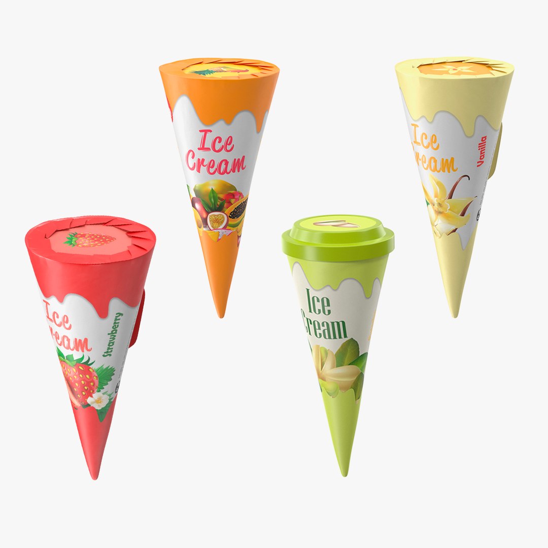Cone Ice Cream Packages Mockup Collection 2 3D model preview