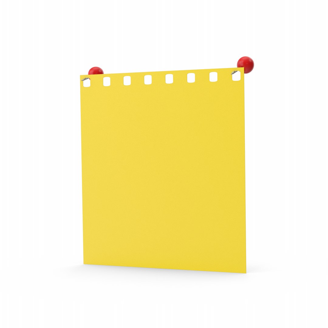 Paper With Push Pins 2 Model - TurboSquid 2181518