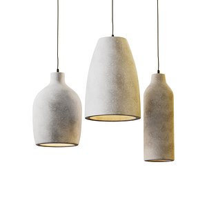 Wabi sabi Pendant Light Wine Bottle 3D model