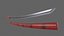 3D PBR Katana Japanese Sword Red V3