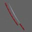 3D PBR Katana Japanese Sword Red V3