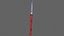 3D PBR Katana Japanese Sword Red V3