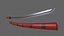 3D PBR Katana Japanese Sword Red V3