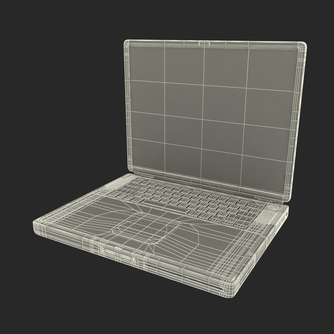 3d apple powerbook g4 modeled model