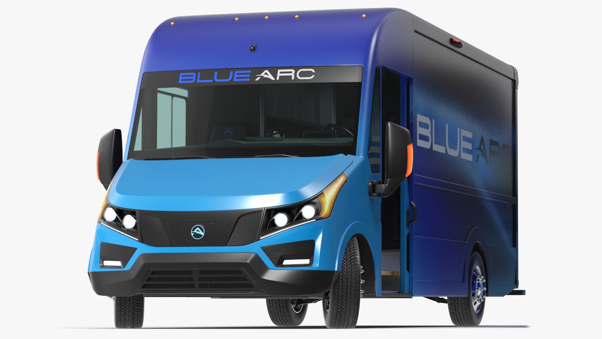 Blue Arc Electric Delivery Van Rigged for Maya 3D model preview