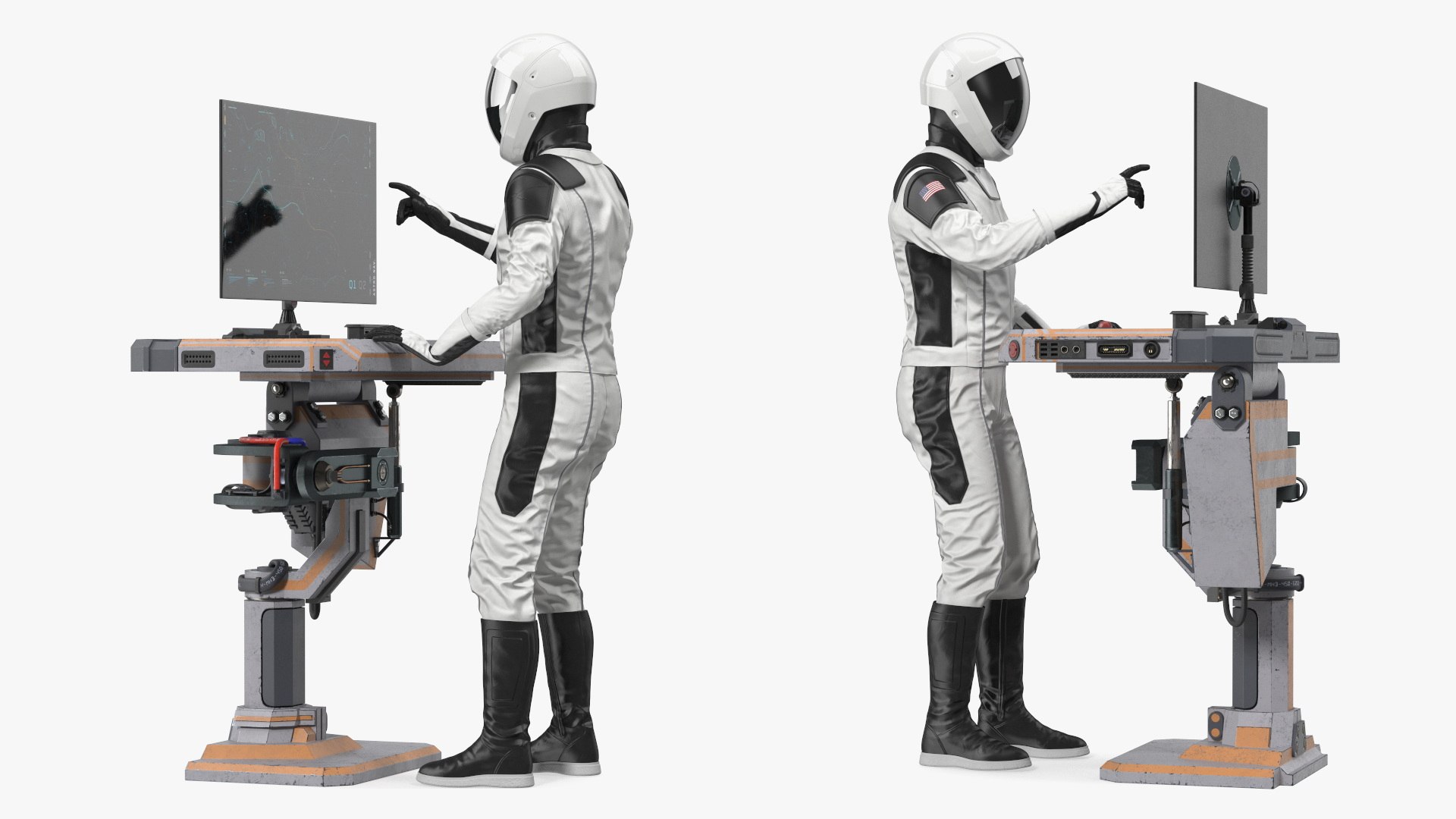 3D An Astronaut Examines Data from Sci-fi Computer - TurboSquid 2133741
