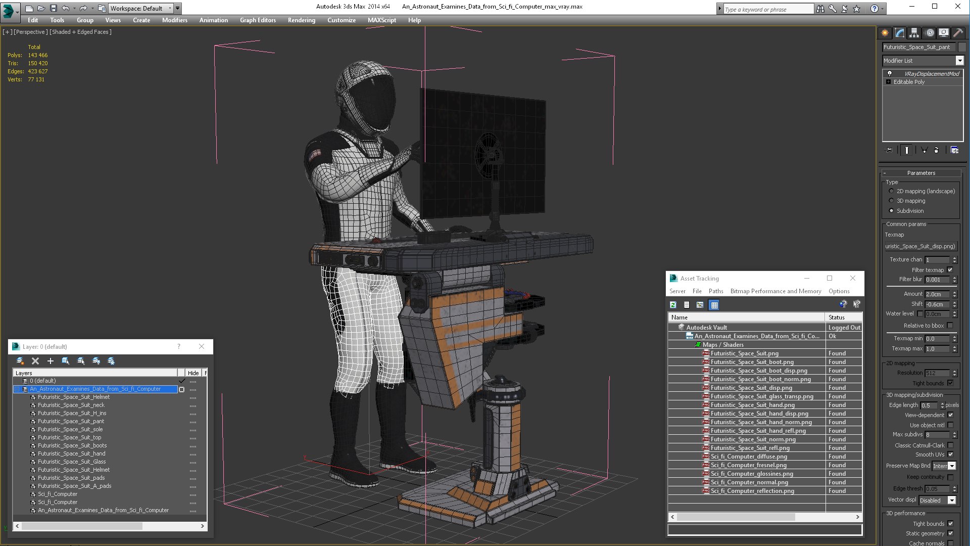 3D An Astronaut Examines Data from Sci-fi Computer - TurboSquid 2133741