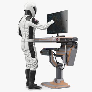 An Astronaut Examines Data from Sci-fi Computer
