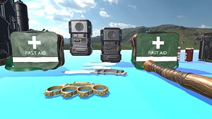 Sci Fi Weapons and Props Pack Game Ready Low Poly Models 3D