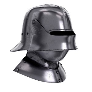 medieval knight sallet helmet visor 3D
