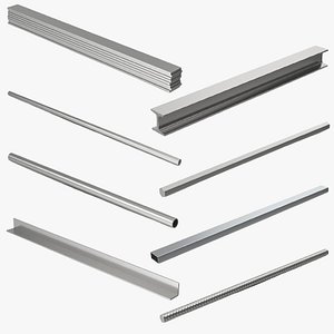 3D Industrial Steel Bars Beams And Rebars model