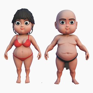3D Combo 2 Base mesh By and Girl  Chuppy Chibi 3D model