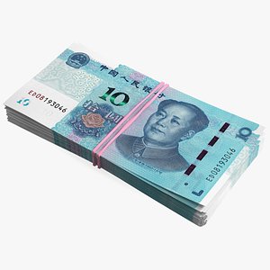 Stack of Chinese 10 Yuan 2019 Banknotes model