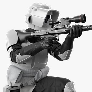 3D Star Wars Scout Trooper Armor in Firing Pose with DLT-19X model