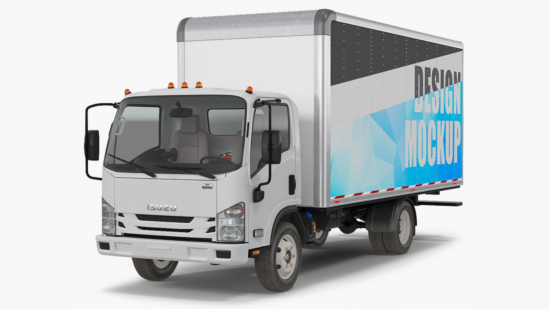 Box Truck Isuzu NPR 2018 Mockup 3D model preview