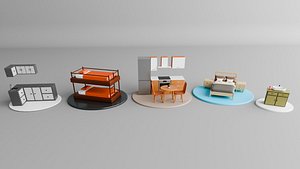 3D Stylized 3D Furniture Set for Interior Design model