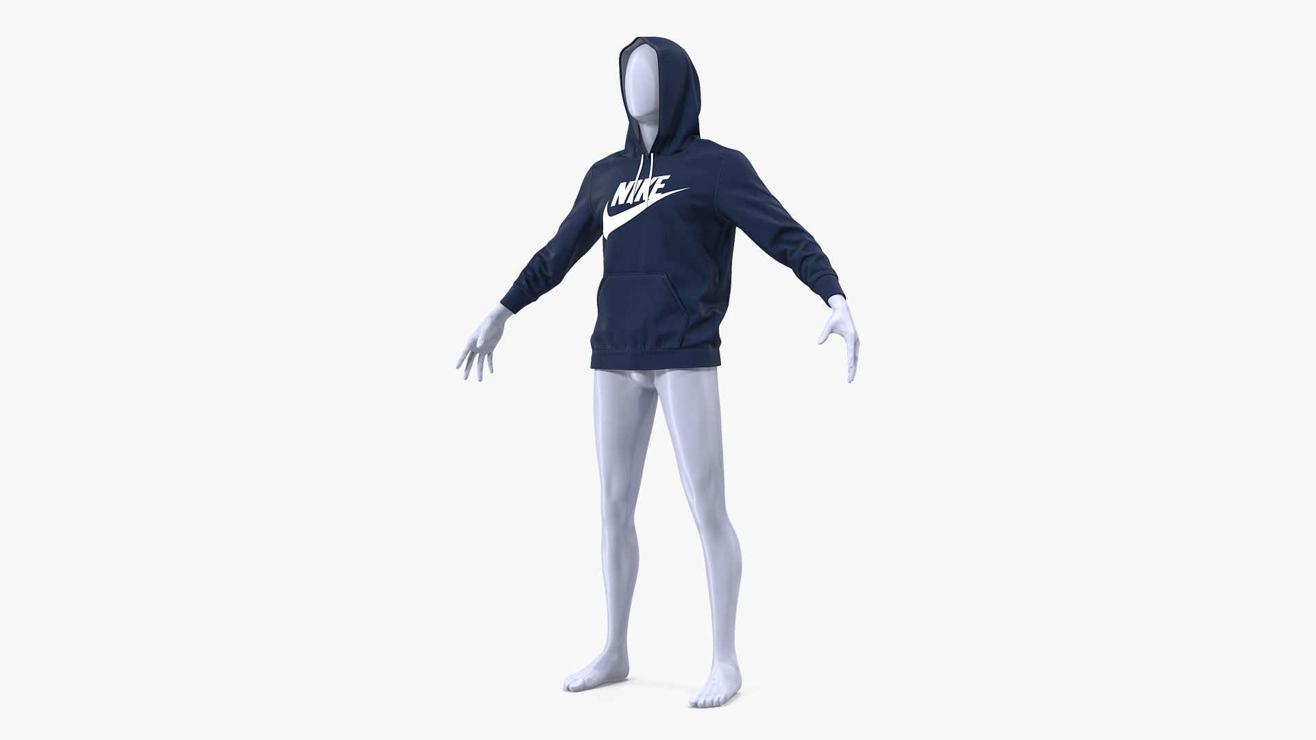 Blue Hoodie Nike Raised Hood on Mannequin 3D model preview