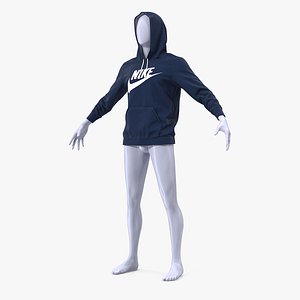 3D blue nike hoodie raised model