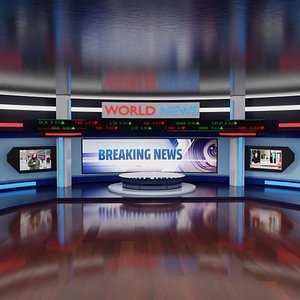 3D model Virtual TV News Studio