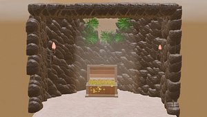 3D treasure chest cave