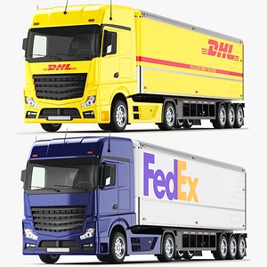 Two Detailed Large Cargo Trucks