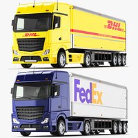 Two Detailed Large Cargo Trucks