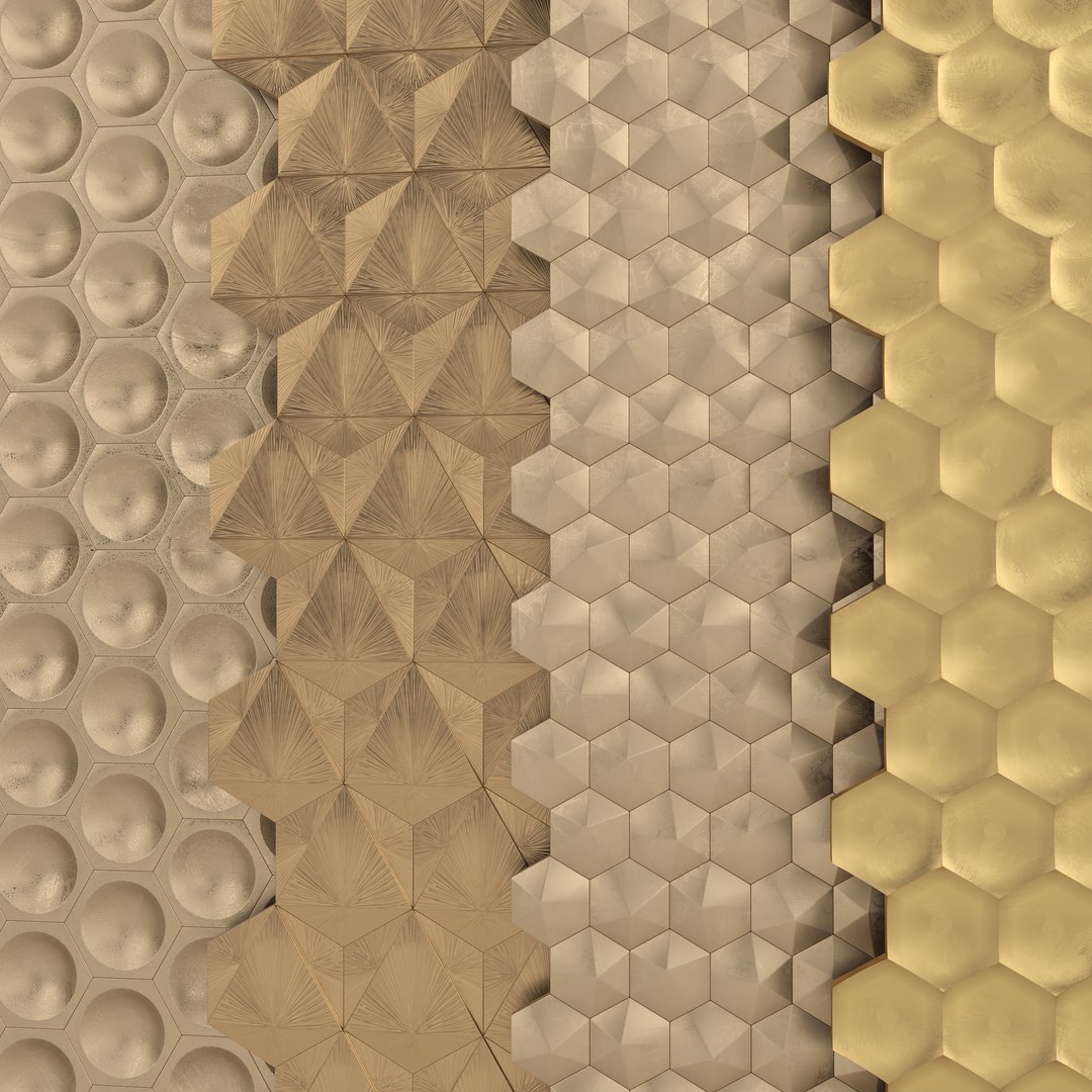 3D Gold 3D Panels Collection Model - TurboSquid 2103208