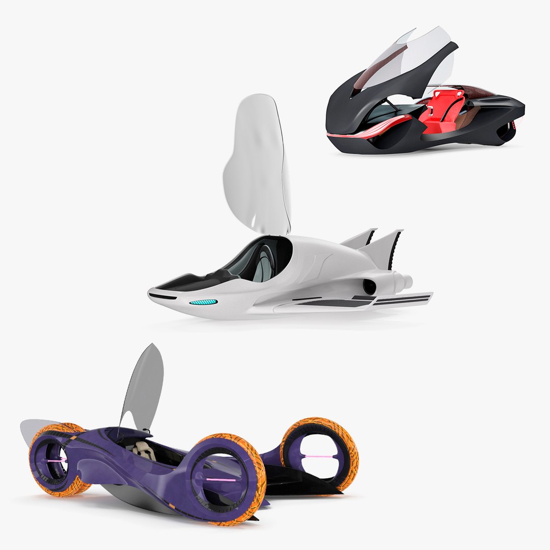 Rigged Futuristic Concept Cars Collection 3D model preview