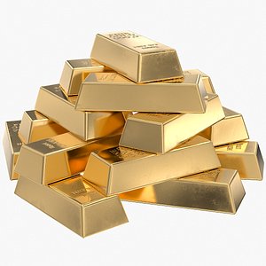 3D Gold Bar Small Random Stack