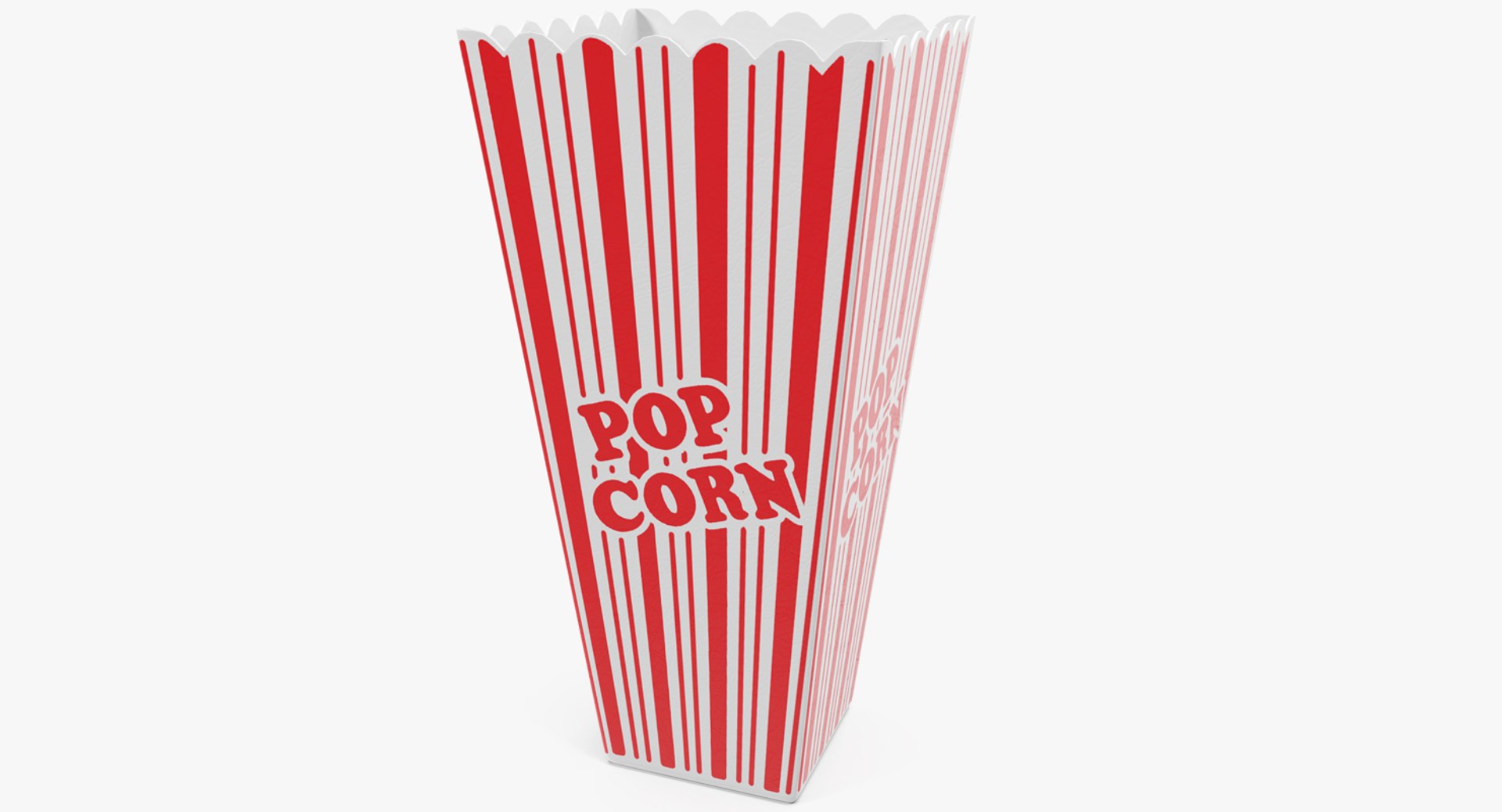 Empty Long Popcorn Cup 3D Model 3D model preview