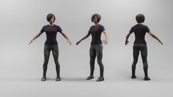 personagem feminina low poly e modelo 3D pronto para o jogo Modelo