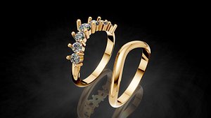set luxury engagement iconic couple ring 3D model