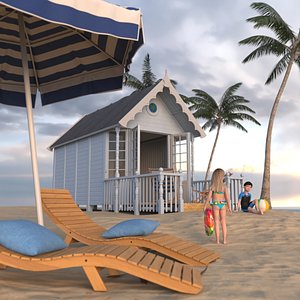 Beach Hut with Children