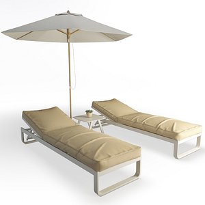 Metallic Sunbeds Set 3D